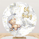 Oh Baby Tragen Und Mond Kreis Hintergrund Für Baby Dusche